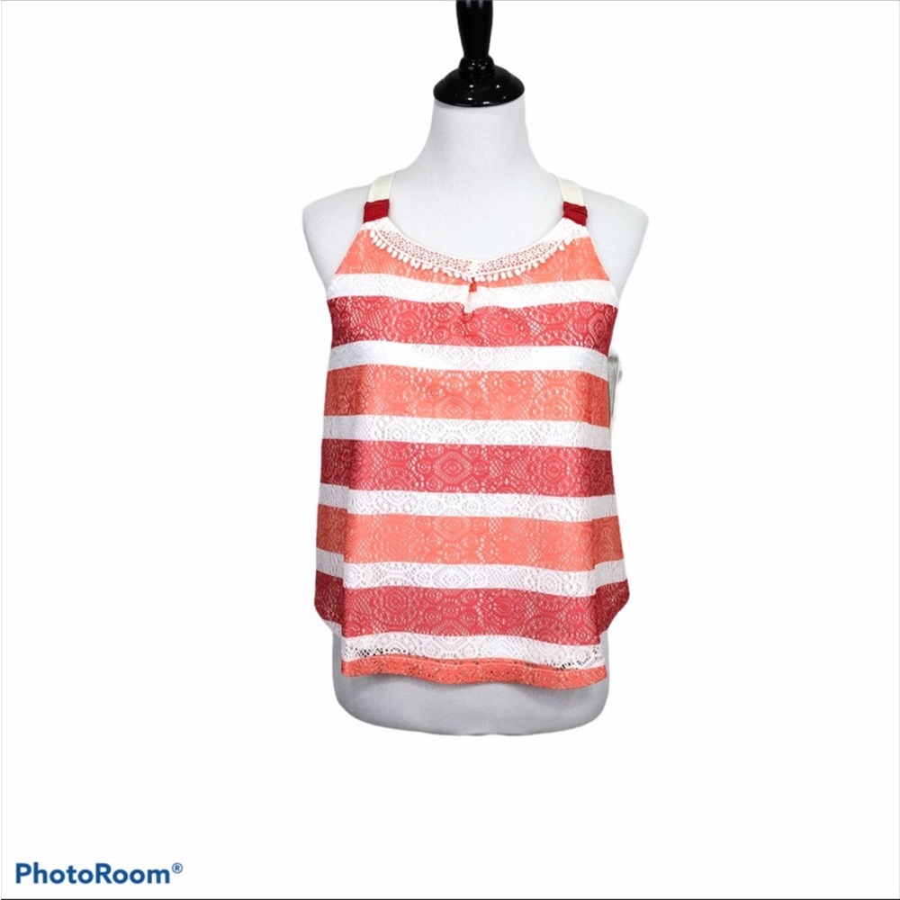 REWIND lace overlay loose fit tank blouse